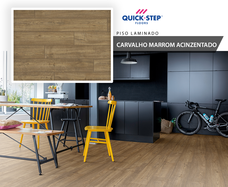 Piso Laminado - Quick Step Impressive - Carvalho Marrom Acinzentado